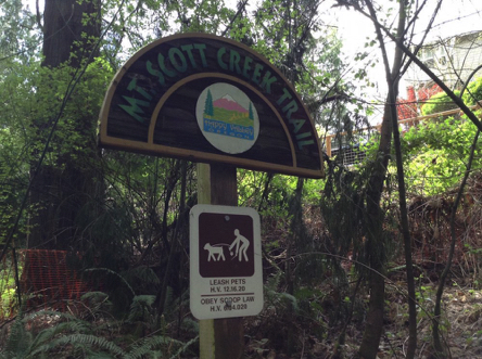 Trail sign and scoop law for dogs